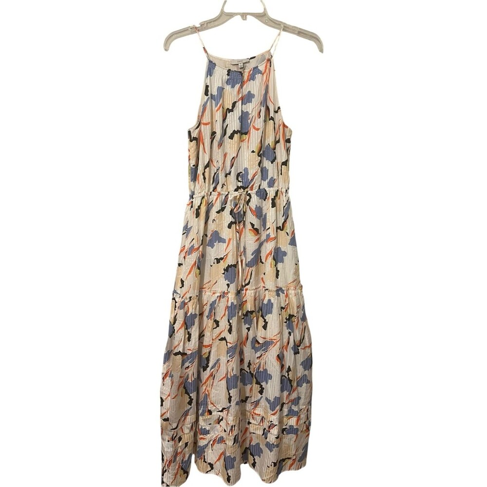Joie Huston Silk Blend Maxi Tiered Dress Multicolor Sleeveless Small Cottagecore